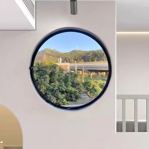 Eingebettetes Fenster aus Gehärtetem Glas 360° Drehbares Belüftungsfenster mit Griff für Innen-und Außenbereich.(Nero,80x80cm) von BAYTEWJX