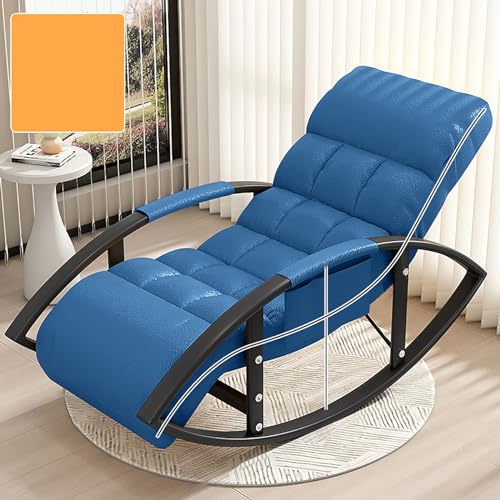 Garten Schaukelstuhl mit Gepolstert Relaxliege Liegestuhl Extra groß Gartenliege mit Höhenverstellbarer Rückenlehne und Fußstütze Geeignet für Wohnzimmer Schlafzimmer und Balkon. ( Color : Blauw , Siz von BAYTEWJX