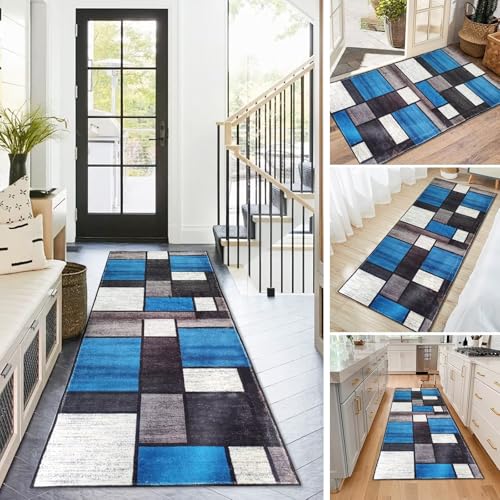 BAYUE Läufer Teppich Lang Flur rutschfest Waschbar 40X340CM,Modern Küchen Teppich Polyester Dauerhaft,Schlafzimmer Muster Carpet,für Wohnzimmer Büro Esszimmer,Anpassbar Teppichläufer Meterware von BAYUE