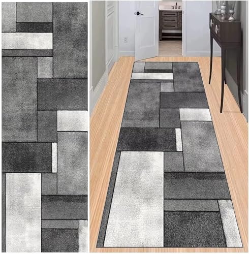 BAYUE Läufer Teppich Lang Flur rutschfest Waschbar 50X300CM,Modern Küchen Teppich Polyester Dauerhaft, Schlafzimmer Muster Carpet, für Wohnzimmer Büro Esszimmer, Anpassbar Teppichläufer Meterware von BAYUE