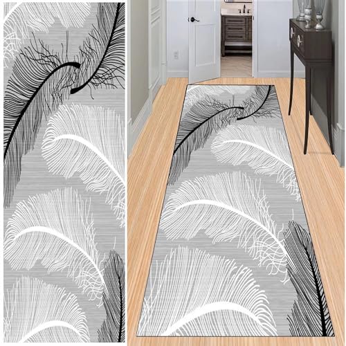 BAYUE Läufer Teppich Lang Flur rutschfest Waschbar 50X300CM,Modern Küchen Teppich Polyester Dauerhaft, Schlafzimmer Muster Carpet, für Wohnzimmer Büro Esszimmer, Anpassbar Teppichläufer Meterware von BAYUE