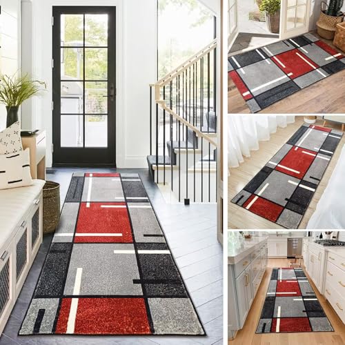 BAYUE Läufer Teppich Lang Flur rutschfest Waschbar 60X320CM,Modern Küchen Teppich Polyester Dauerhaft,Schlafzimmer Muster Carpet,für Wohnzimmer Büro Esszimmer,Anpassbar Teppichläufer Meterware von BAYUE
