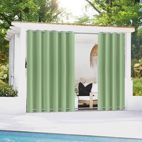 BAYUE Outdoor Vorhang Wetterfest mit Ösen, Blickdicht Wasserdicht Outdoor Gardine 1 Stück für Garten Terrasse Pavillon Veranda Balkon,(B213xH132cm) von BAYUE