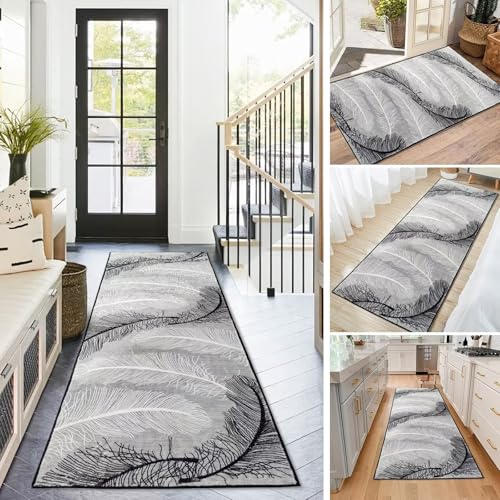 BAYUE Läufer Teppich Lang Flur rutschfest Waschbar 40X100CM,Modern Küchen Teppich Polyester Dauerhaft, Schlafzimmer Muster Carpet, für Wohnzimmer Büro Esszimmer, Anpassbar Teppichläufer Meterware von BAYUE