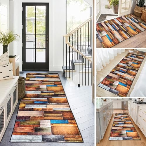 BAYUE Läufer Teppich Lang Flur rutschfest Waschbar 40X150CM,Modern Küchen Teppich Polyester Dauerhaft, Schlafzimmer Muster Carpet, für Wohnzimmer Büro Esszimmer, Anpassbar Teppichläufer Meterware von BAYUE