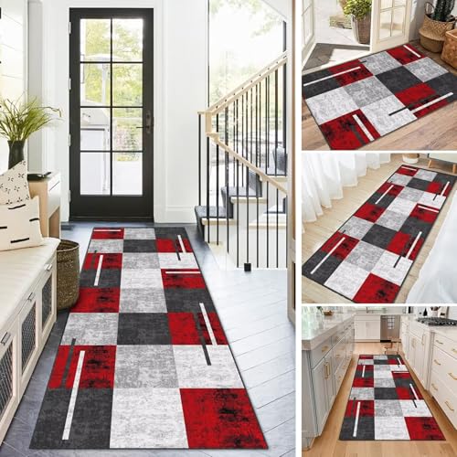 BAYUE Läufer Teppich Lang Flur rutschfest Waschbar 40X300CM,Modern Küchen Teppich Polyester Dauerhaft, Schlafzimmer Muster Carpet, für Wohnzimmer Büro Esszimmer, Anpassbar Teppichläufer Meterware von BAYUE