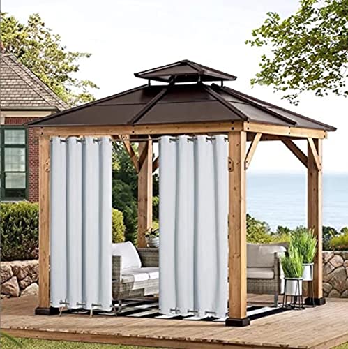 Outdoor Vorhang Wetterfest mit Ösen, Blickdicht Wasserdicht Outdoor Gardine 1 Stück für Garten Terrasse Pavillon Veranda Balkon, Weiß B132XH213cm von BAYUE