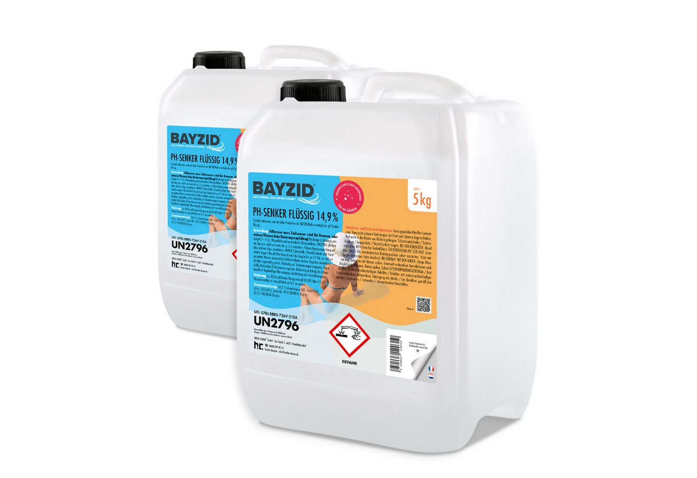 BAYZID Poolpflege 2x 5 kg BAYZID® pH Minus flüssig 14,9% von BAYZID