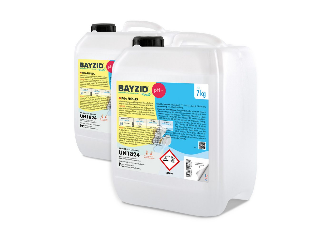 BAYZID Poolpflege 2x 7 kg BAYZID® pH Plus flüssig für Pools von BAYZID