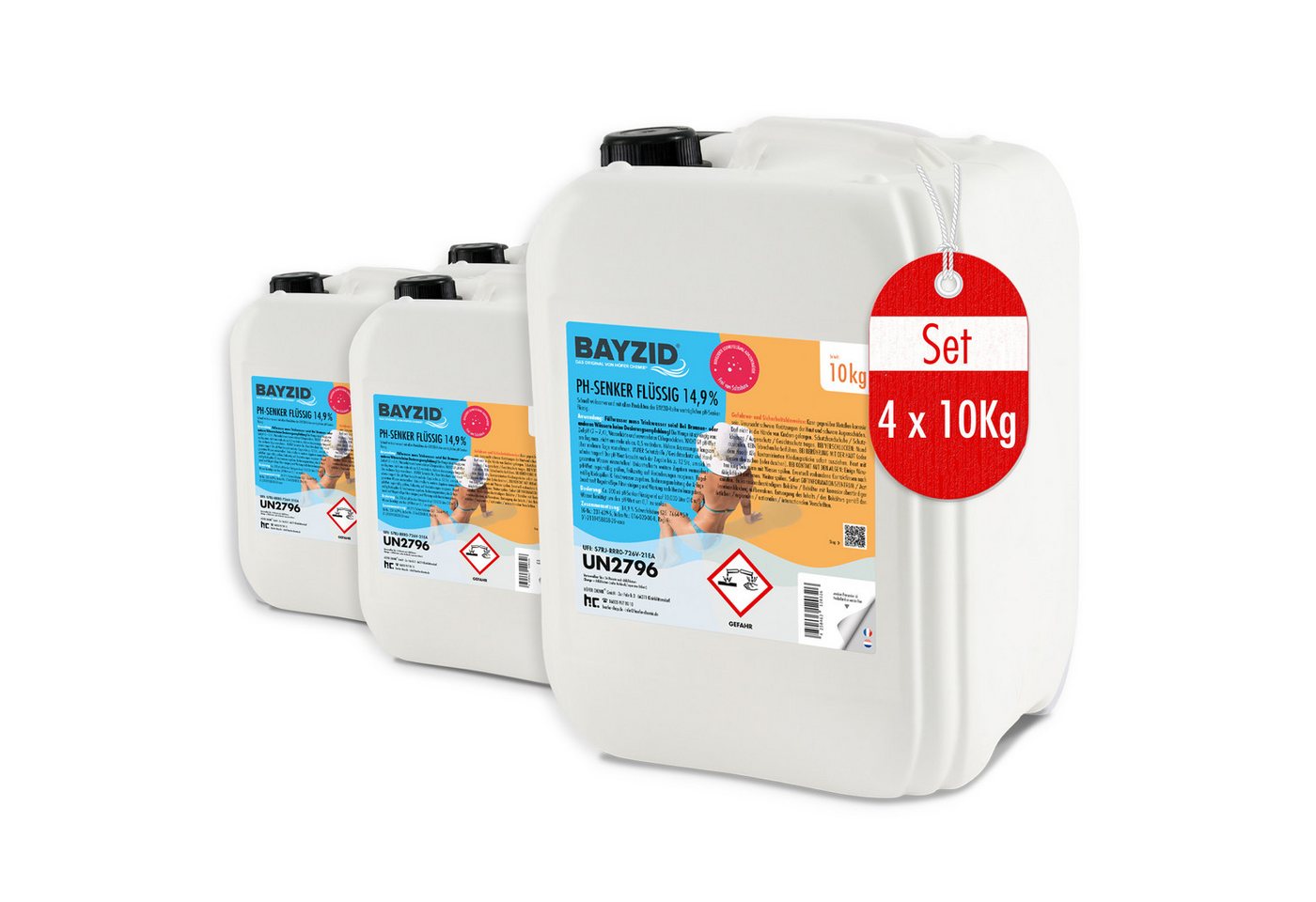 BAYZID Poolpflege 4x 10 kg BAYZID® pH Minus flüssig 14,9% von BAYZID