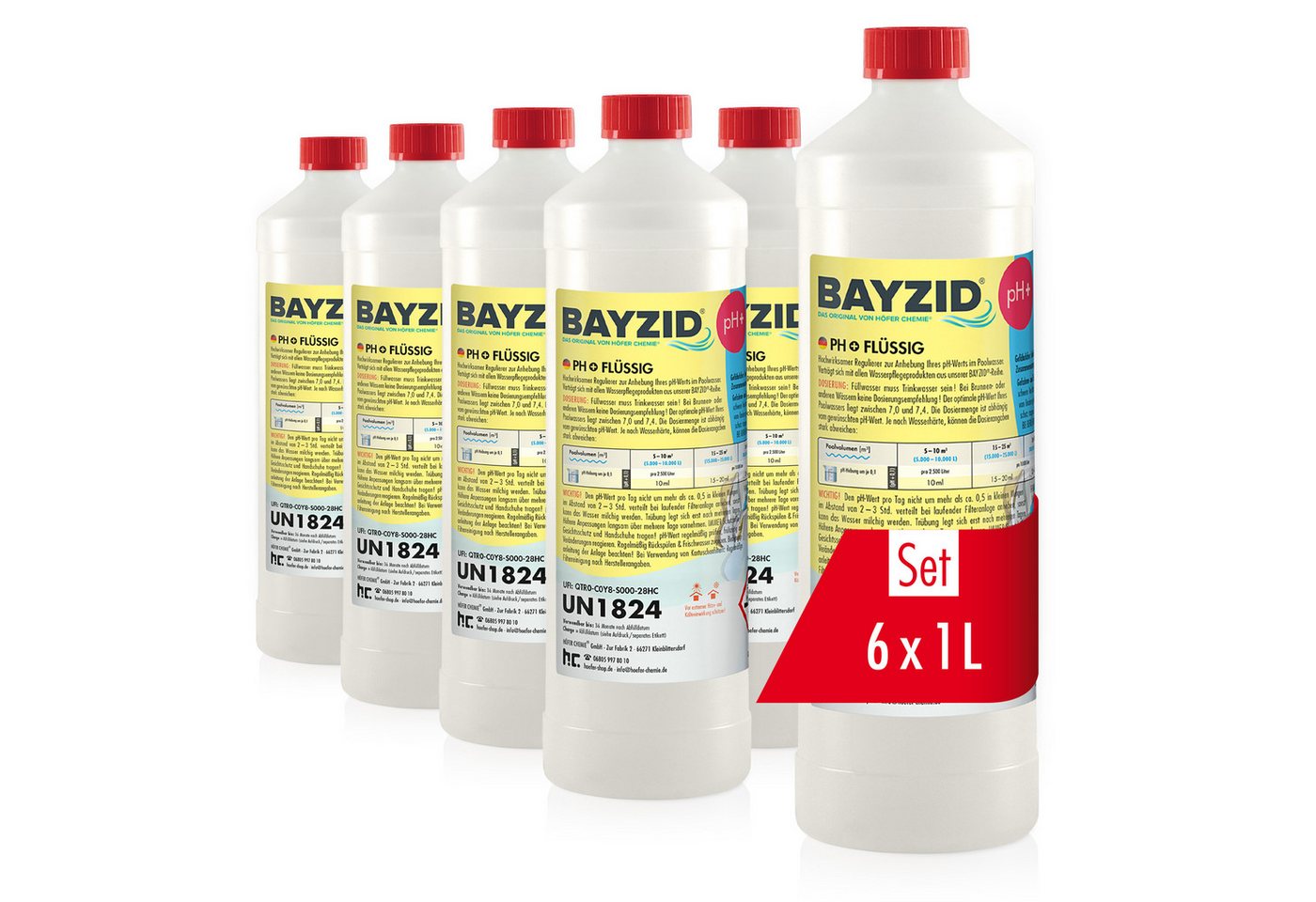 BAYZID Poolpflege 6x 1 kg BAYZID® pH Plus flüssig von BAYZID