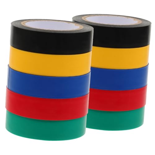 BAZEITFLOW 10 Rollen Bunte Isolierband PVC Wasserdichtes Elektrisches Klebeband mit Hoher Klebekraft für Auto Elektroinstallationen Innen und Außen Vielseitiges Reparaturband von BAZEITFLOW