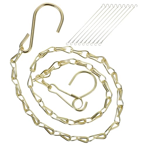 BAZEITFLOW 10 Stück Goldene Pflanzkorb Hängerkette mit Haken Robuste Eisenkette für Blumenampeln Vogelhäuser und Laternen Teiliges Einfache Hohe Tragfähigkeit Langlebig und Vielseitig von BAZEITFLOW