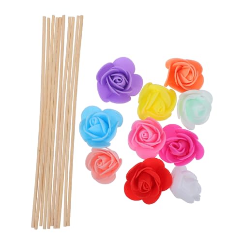 BAZEITFLOW 10 Stück Teiliges Bunter Holz Diffuser Sticks mit Getrockneten Blumen Natürliche Rattan Aromatherapie Stäbchen für Ätherische Öle Duftstäbchen für Zuhause Büro Yoga und von BAZEITFLOW