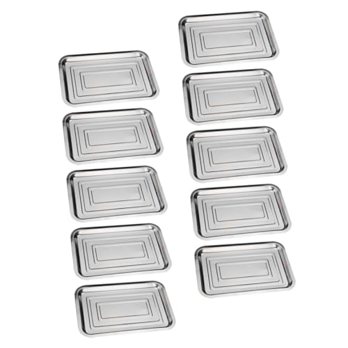 BAZEITFLOW 10 Stück Teiliges Edelstahl Rechteckige Tiefe Tabletts Multifunktionale Grill Backplatte für Küche und Party von BAZEITFLOW