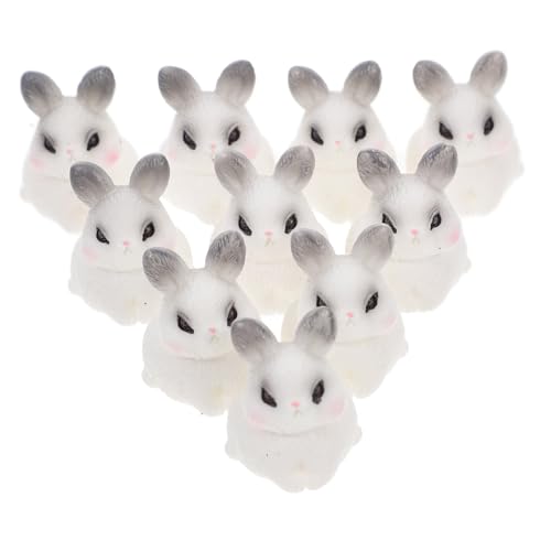 BAZEITFLOW 10 Stück Teiliges Miniatur Hasenfiguren Harz Niedliche Kleine Kaninchen Ornamente für Schreibtisch und Bürodeko Kompakte Mini Häschen für Mini Gärten und Wohnraumgestaltung von BAZEITFLOW