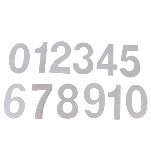 BAZEITFLOW 10 Stück Teiliges Selbstklebende Hausnummern aus Edelstahl Wetterbeständig Einfache Montage ohne Bohren Geeignet für Briefkasten Haustür Glatte Oberflächen Langlebige von BAZEITFLOW