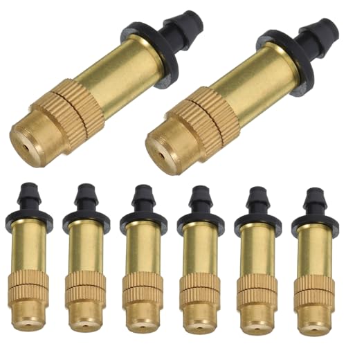 BAZEITFLOW 10 Stück Teiliges Verstellbares Kupfer Sprühdüsen für Nebelbildung Feine Wasserzerstäuber Rostfrei Vielseitig Einsetzbar für Gartenbewässerung Gewächshauskühlung und von BAZEITFLOW