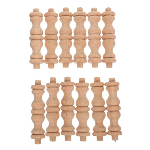 BAZEITFLOW 12 Stück Teiliges Handgeschnitzte Holzsäulen mit Brückenmotiv Robuste Möbelpfeiler aus Massivem Holz Rustikale Baluster Spindeln für Weinschrank Garderobe Küchen und von BAZEITFLOW