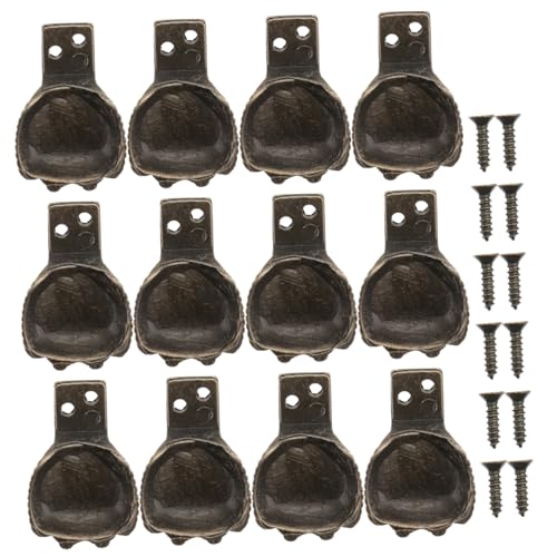 BAZEITFLOW 12 Stück Teiliges Zinklegierung Möbelfüße in Bronze für Holzboxen Schmuckkästen Möbel Beinschutz Nachhaltig Langlebig und Verschleißfest Geeignet für Holzkisten und von BAZEITFLOW