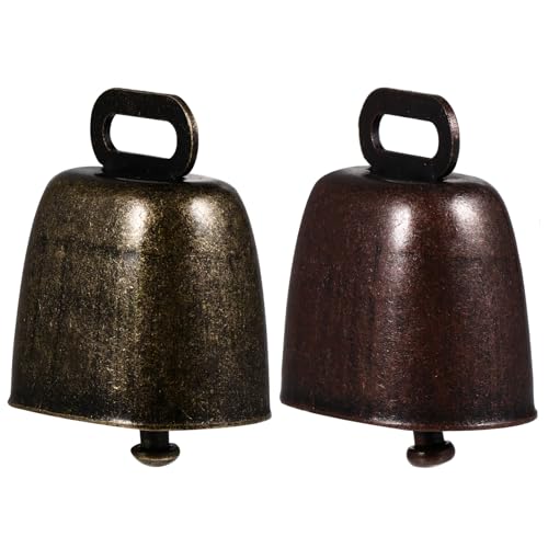 BAZEITFLOW 2 Stück Anti lost Viehglocke aus Langlebigem Metall Leichte Retro halsbandglocke für Rinder Pferde Schafe Kreativer Haustier schmuck in Rot Grünkupfer Praktisches Weidezubehör von BAZEITFLOW