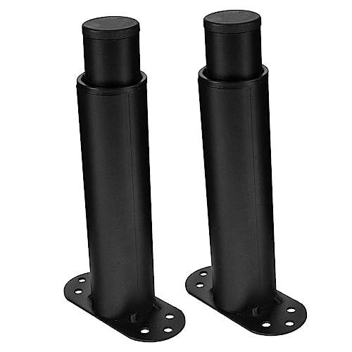 BAZEITFLOW 2 Stück Bett Stützbeine Bettbeine Einstellbar Extender Unterstützung Richtmaschinen Aufzüge Ersatz Steigleitung Bettstützbein Höhe Bettfüße Möbelbeine Kaltgewalzter Stahl Black von BAZEITFLOW