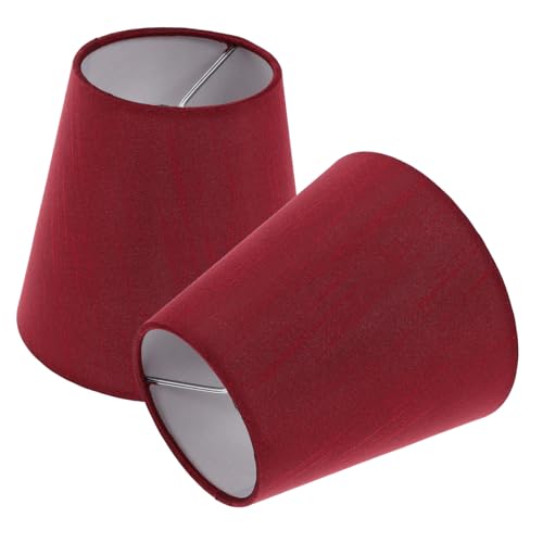 BAZEITFLOW 2 Stück Clip Stoff Lampenschirm für Tisch und Stehlampe Hochwertige Lichtabdeckung für Wohnzimmer Schlafzimmer und Einfache Installation Design Weinrot von BAZEITFLOW