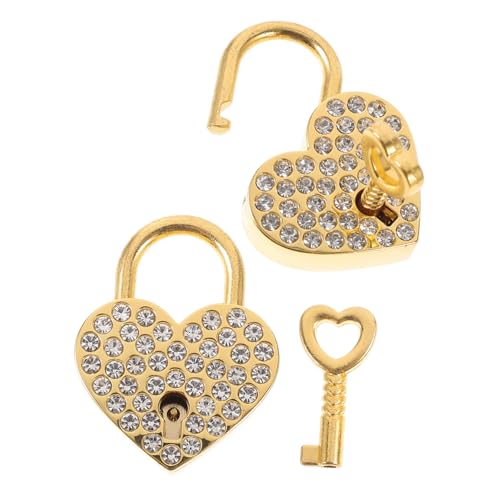 BAZEITFLOW 2 Stück Herzförmiges Vorhängeschloss Dekorative Kleine Metall mit Schlüssel für Geeignet für Schmuckkästen Handtaschen Tagebücher Goldfarbe BAZEITFLOW 2 Stück Herzförmiges Vorhängeschloss Dekorative Kleine Metall mit Schlüssel für Geeignet für Schmuckkästen Handtaschen Tagebücher Goldfarbe von BAZEITFLOW