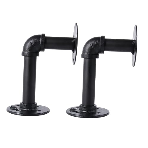 BAZEITFLOW 2 Stück Industrielle Regalhalterung Dickem Eisen Wandmontage Robustes Flansch Design Vintage Rohrstütze für Schwebende Holzregale Teiliges Geeignet für Wohn und Gartendekor von BAZEITFLOW