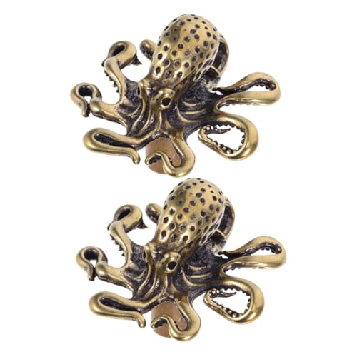 BAZEITFLOW 2 Stück Messing Krake Schrankknöpfe Nautische Kommoden Griffe Vintage Stil Komfortabler Griff für Küchenmöbel und Schubladen von BAZEITFLOW