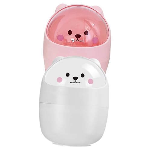 BAZEITFLOW 2 Stück Niedlicher Tischmülleimer mit Klappdeckel Kleine Cartoon Abfalleimer für Schlafzimmer Büro Wohnzimmer Platzsparender Desktop Abfalleimer in Weiß und Rosa BAZEITFLOW 2 Stück Niedlicher Tischmülleimer mit Klappdeckel Kleine Cartoon Abfalleimer für Schlafzimmer Büro Wohnzimmer Platzsparender Desktop Abfalleimer in Weiß und Rosa von BAZEITFLOW