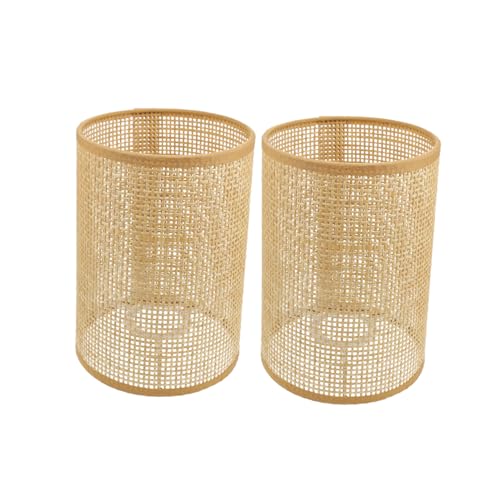 BAZEITFLOW 2 Stück Rattan Lampenschirm Handgewebt Dekorativ Robust für Schlafzimmer Wohnzimmer Deckenleuchte Vielseitig Einsetzbar Vintage Stil Chinesisches Design von BAZEITFLOW