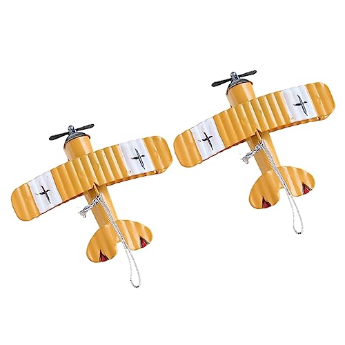 BAZEITFLOW 2 Stück Retro Eisenflugzeug Modell Kleine Airplane Deko Vintage Kunst Desktop Ornament für Wohnzimmer Büro Sammler von BAZEITFLOW