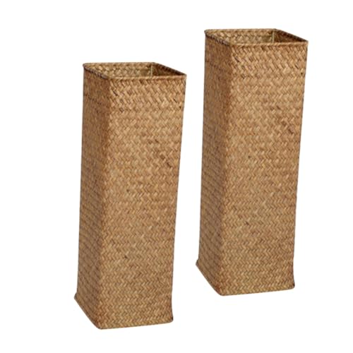BAZEITFLOW 2 Stück Rustikale Blumenvase aus Gewebtem Material Kompakte Vintage deko für Trockenblumen und Stiftehalter Vielseitig Einsetzbar als Tisch Wohnaccessoire für Kleine Räume und von BAZEITFLOW