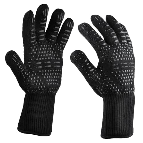 BAZEITFLOW 2 Stück Teiliges Aramid Grillhandschuh Hitzebeständige Feuerfeste Ofenhandschuhe mit Rutschfester Silikonbeschichtung Hervorragende Wärmeisolierung für Küche Bbq Outdoor und von BAZEITFLOW