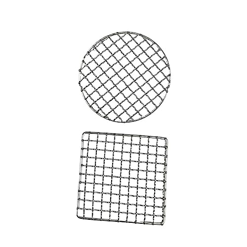 BAZEITFLOW 2 Stück Teiliges Edelstahl Barbecue Grillrost Camping Grillnetz mit Quadratischem und Rundem Grillgitter Robustes Grillzubehör für Outdoor Grillen Picknick Holzkohlegrill Geeignet von BAZEITFLOW