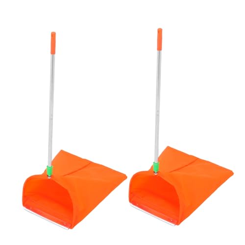 BAZEITFLOW 2 Stück Teiliges Faltbares Aluminium Kehrschaufel Langem Griff Winddichter Gartenschmutzsammler Leichter Robuster Steh-kehrblech für Garten Orange von BAZEITFLOW