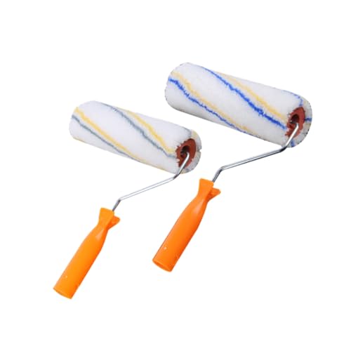 BAZEITFLOW 2 Stück Teiliges Farbroller Set Wandfarbe Roller Pinsel mit Langem und Mittlerem Flor Abwischbar Wiederverwendbar für Glatte und Oberflächen für Heim und Büroanstriche von BAZEITFLOW