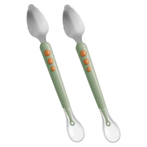 BAZEITFLOW 2 Stück Teiliges Fütterlöffel aus Weichem mit Doppeltem Kopf Ergonomisch Geformt Geeignet zum Fruchtpüree Schaben und Füttern Frei Leicht und Kompakt für Junge Mädchen Ab von BAZEITFLOW