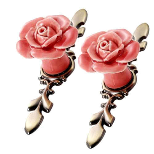 BAZEITFLOW 2 Stück Vintage Keramik Schrankgriffe in Bronze Rosa Einzelner Loch Möbelgriff für Schrank und Kleiderschrank Antiker Stil Einfache Montage Langlebige Oberfläche Rosenmotiv von BAZEITFLOW