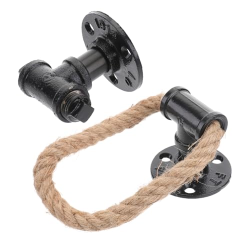 BAZEITFLOW 2 Stück Vintage Seilgriff Kleine Schrankgriffe aus Eisen und Hanfseil Retro Möbelgriffe für Kleiderschränke und Türen Schwarz Langlebig und Vielseitig Einsetzbar von BAZEITFLOW