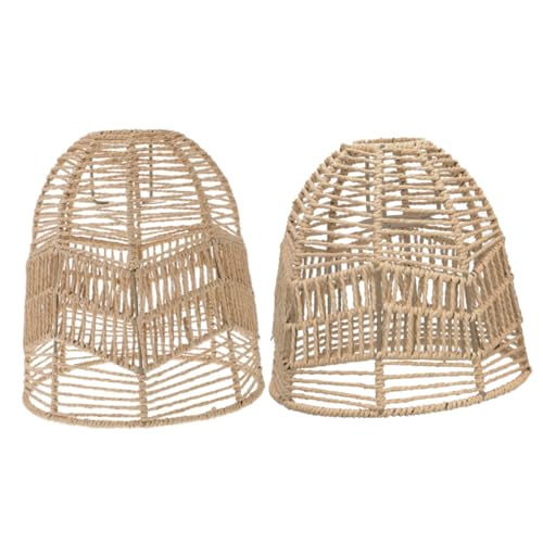 BAZEITFLOW 2 Stück Woven Lampenschirm Teiliges Chinesischer Stil Deckenlampe Abdeckung Kreativer Papierseil Lampenschirm Retro Dekoration für Wohnzimmer Restaurant Hotel von BAZEITFLOW