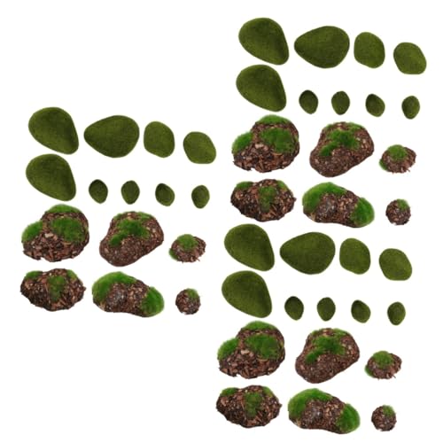 BAZEITFLOW 42stücke Teiliges Künstlicher Moossteine Dekorative Pflanzenwand-zubehör Für Garten Terrarium Und -projekte Lebendige Grüne Gestaltungselemente Für Natur-Look von BAZEITFLOW