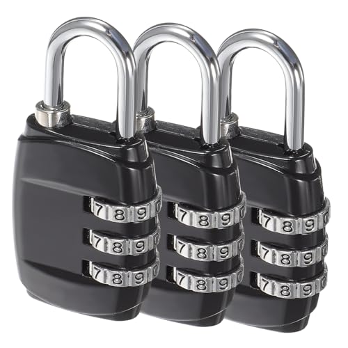 BAZEITFLOW 3 Stück Teiliges Zahlenschloss Gepäck und Spinde Wetterfestes Korrosionsbeständiges Vorhängeschloss mit Klarem Zahlen code Robustes Mini kombinationsschloss für Koffer Rucksack von BAZEITFLOW