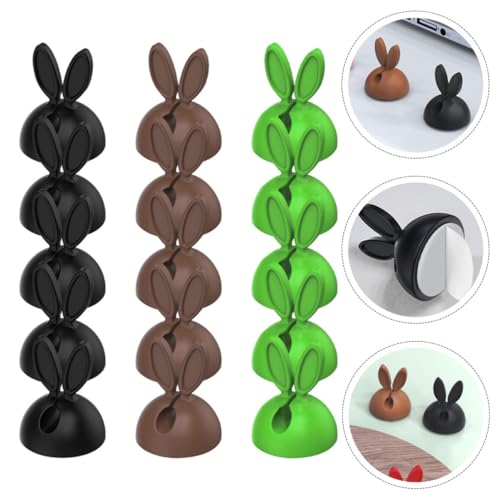 BAZEITFLOW 30 Stück Teiliges Kabelclips mit Cartoon Hasenohren Silikon Kabelhalter für Daten Ladekabel Selbstklebend Abnutzungsfest Kabelmanagement für Büro und Zuhause Farben Schwarz Kaffee von BAZEITFLOW