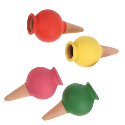 BAZEITFLOW 4 Stück Automatisches Bewässerungssystem Keramik Selbstbewässerungskegel für Zimmerpflanzen und Bonsai Gleichmäßige Wasserdurchlässigkeit Tragbar Farbige Tropfbewässerungsgeräte von BAZEITFLOW