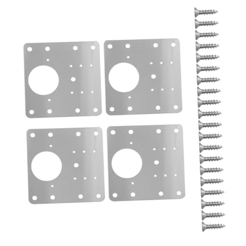 BAZEITFLOW 4 Stück Edelstahl Scharnier Reparaturplatte Teiliges mit Schrauben Robuste Möbelbefestigung für Küchenschrank Tür und Regal Rostbeständige Hinge Mounting Plates für Möbelreparatur von BAZEITFLOW