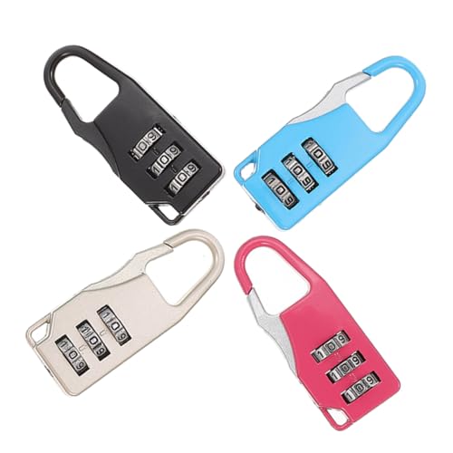 BAZEITFLOW 4 Stück Gepäckschlösser Zahlenschloss Stelligem Code Vielseitige Taschen Kofferschlösser in Silber Schwarz Blau für Rucksack Gepäck Spind Praktisch Robust von BAZEITFLOW