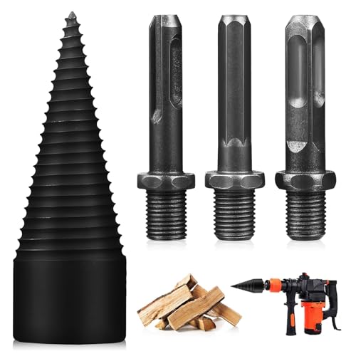 BAZEITFLOW 4 Stück Heavy Duty Holzspalter Bohrer mit Spezialrillen Elektrisch Kompatibler Brennholzbohrer für Holzscheite Schnelles und Effizientes Spalten Vielseitig für Haushalt und von BAZEITFLOW