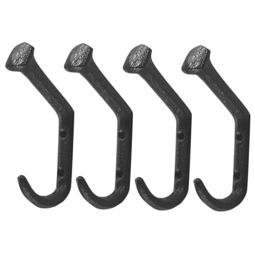 BAZEITFLOW 4 Stück Klassische Wandhaken aus Robustem Gusseisen Vintage Garderobenhaken für Jacken Hüte und Mäntel Dekorative Wandmontage für Flur Schlafzimmer Bad und Büro Platzsparend von BAZEITFLOW